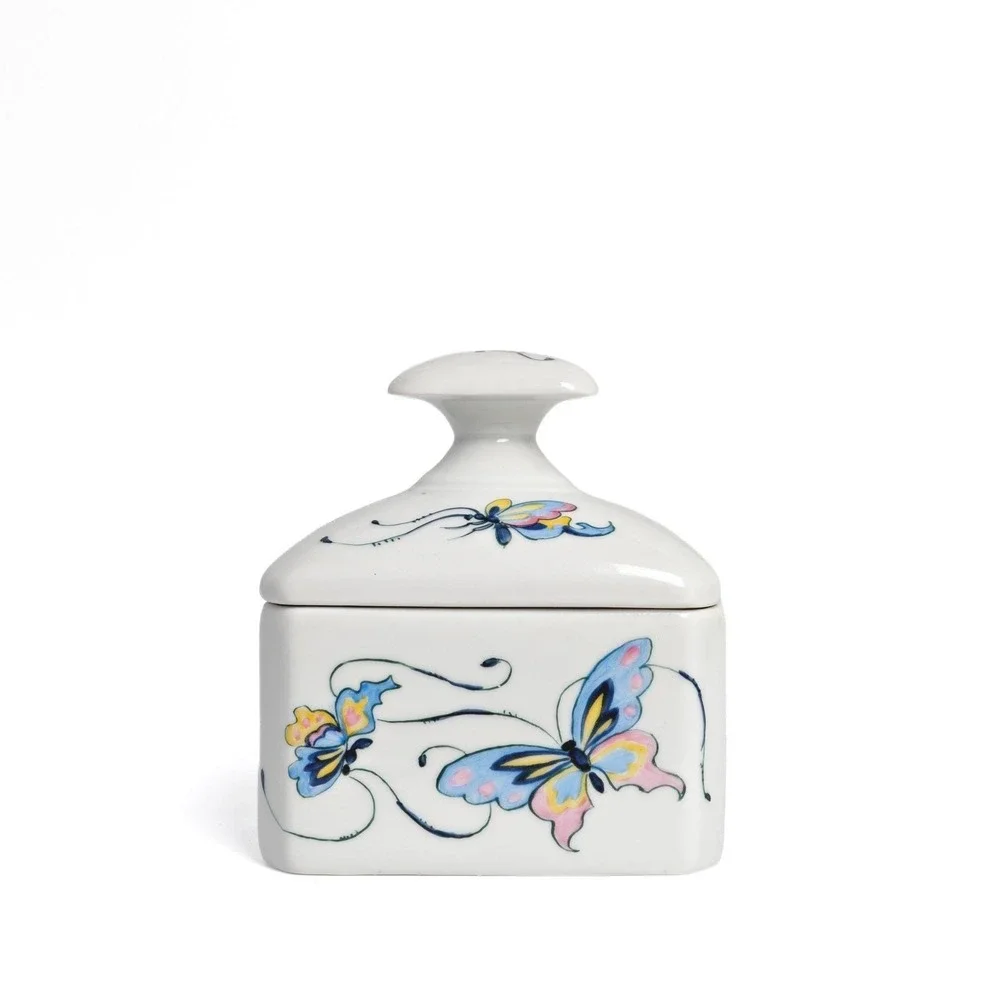 Vintage Neiman Marcus Limoges France Porcelain Box Hand Painted Butterflies